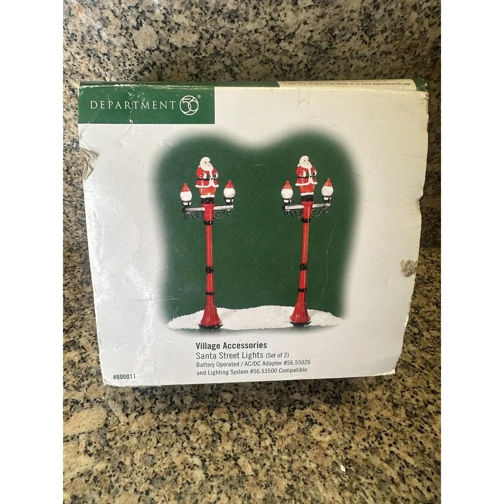 Department 56 Santa‎ Street Lights Set Of 2 #800011 Battery Operated Holiday